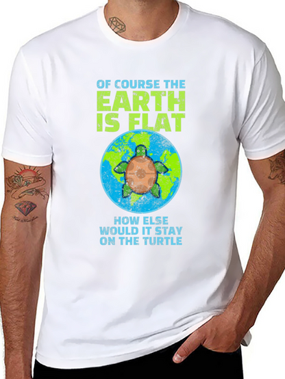 Flat Earth Turtle Humor T-Shirt