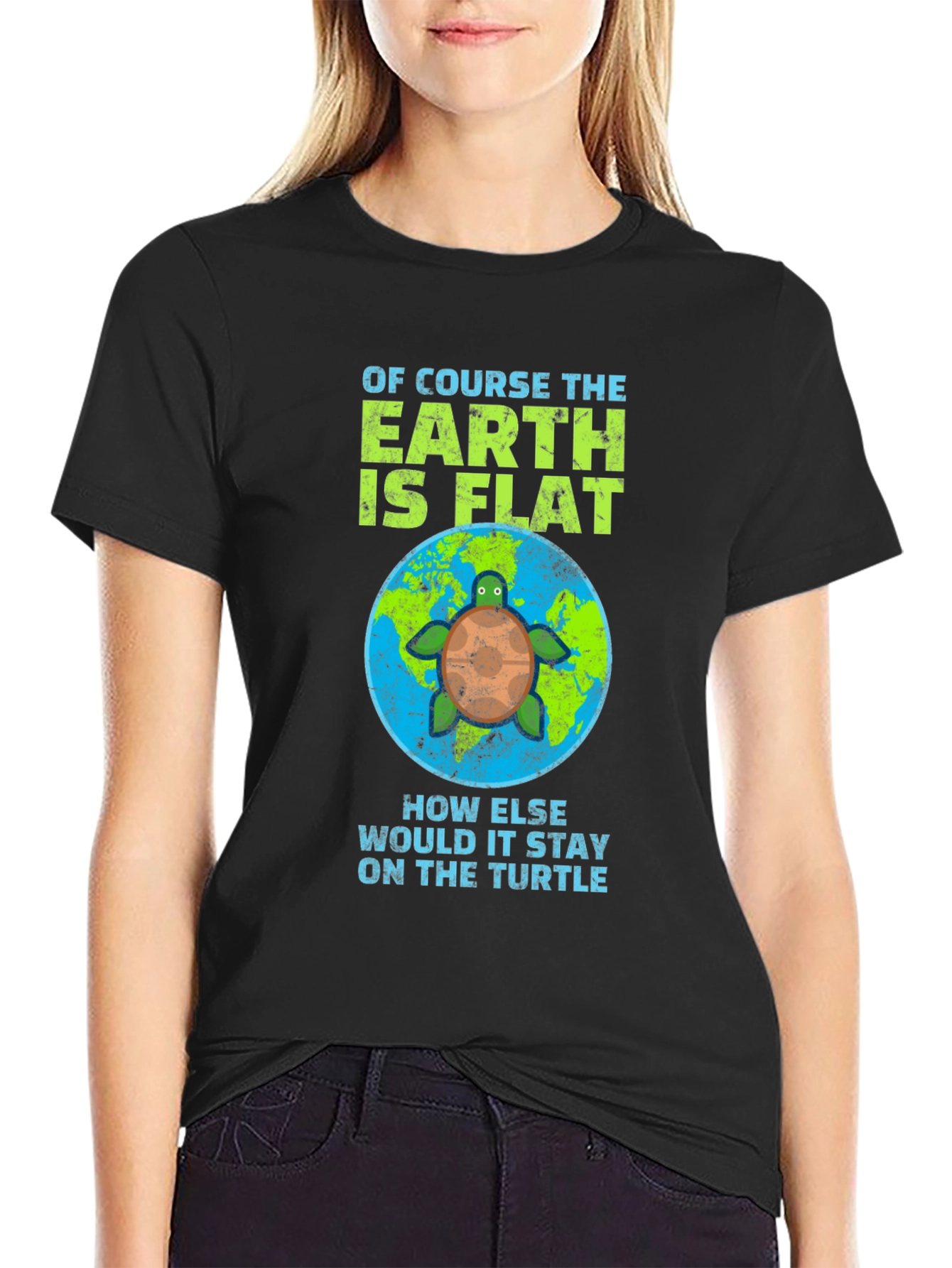 Flat Earth Turtle Humor T-Shirt