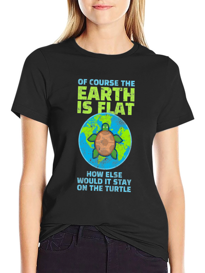 Flat Earth Turtle Humor T-Shirt