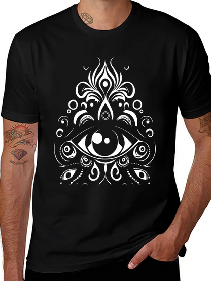 Eye Mandala Graphic Tee - Black Cotton Blend