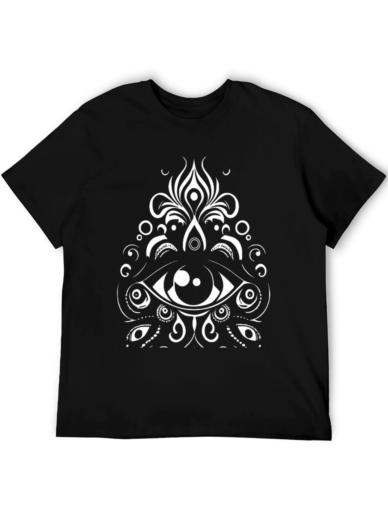 Eye Mandala Graphic Tee - Black Cotton Blend