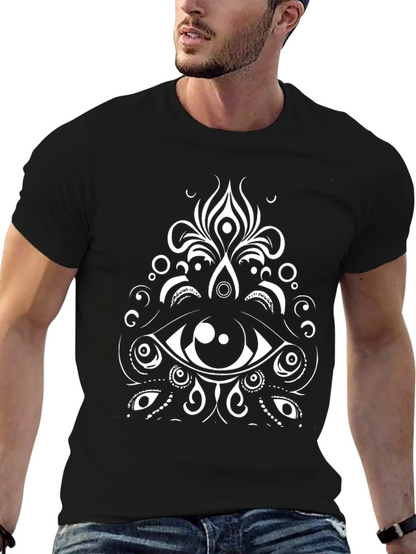 Eye Mandala Graphic Tee - Black Cotton Blend