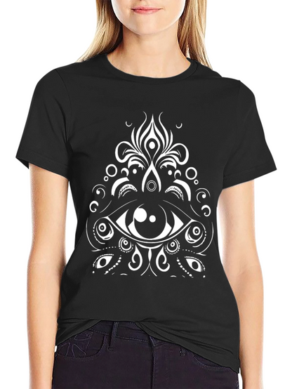 Eye Mandala Graphic Tee - Black Cotton Blend