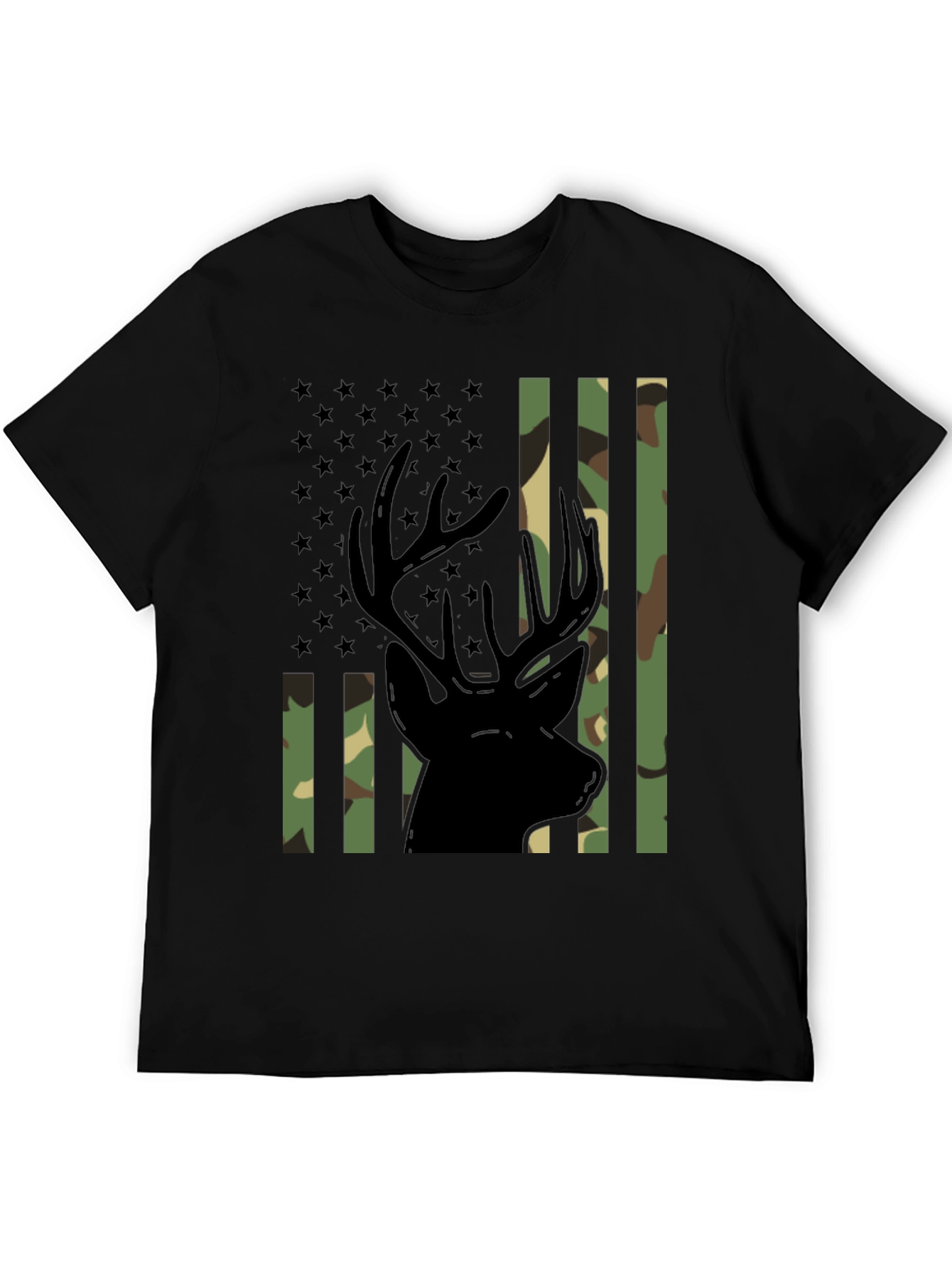 Camo Deer Graphic Tee - Patriotic Style