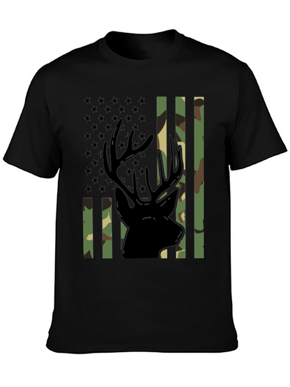 Camo Deer Graphic Tee - Patriotic Style