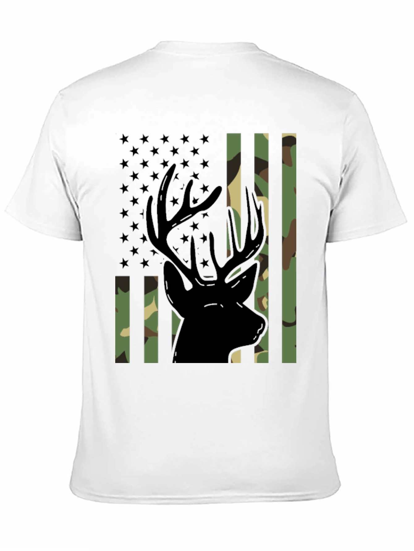 Camo Deer Graphic Tee - Patriotic Style