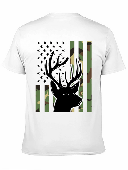 Camo Deer Graphic Tee - Patriotic Style