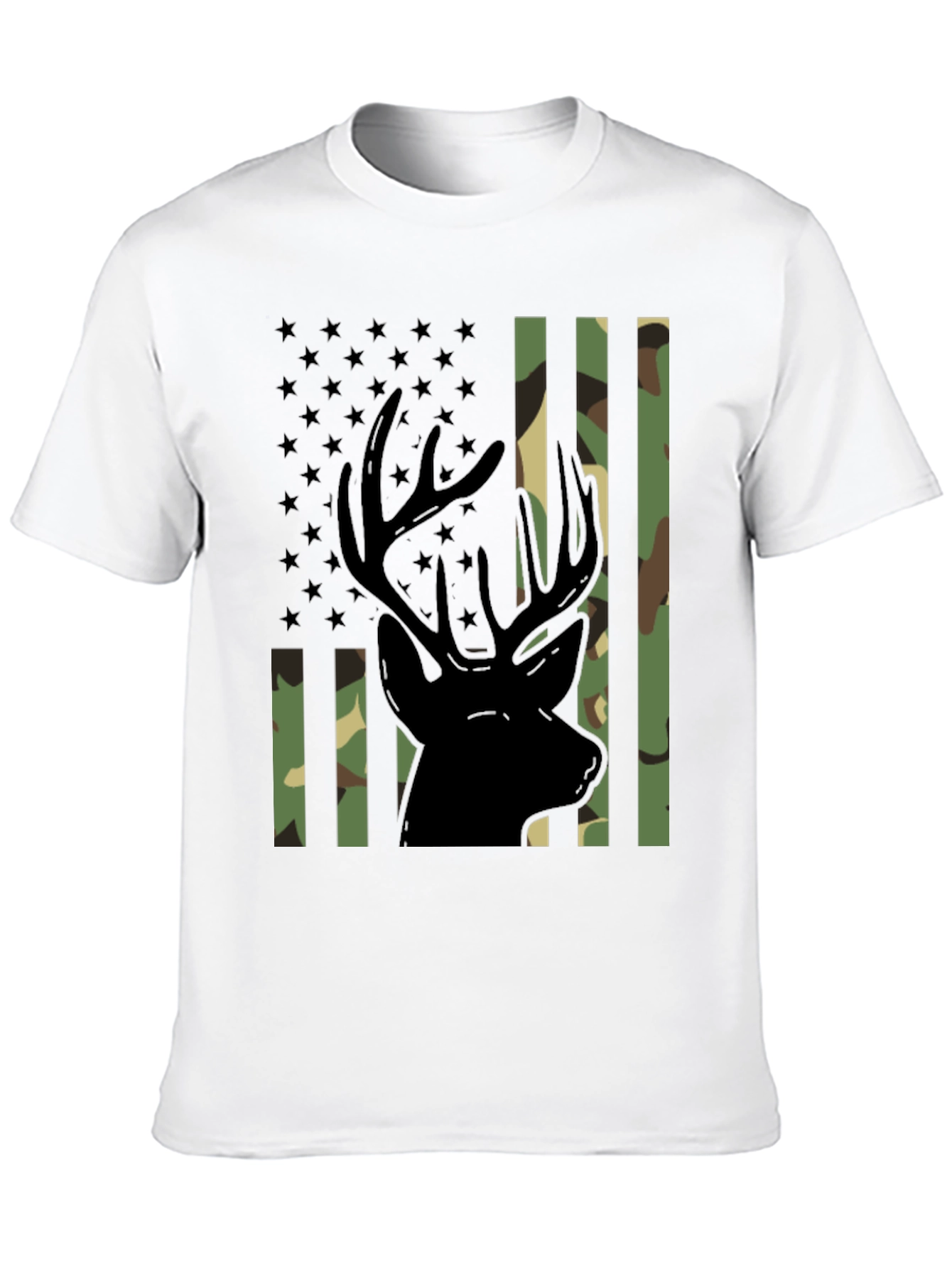 Camo Deer Graphic Tee - Patriotic Style