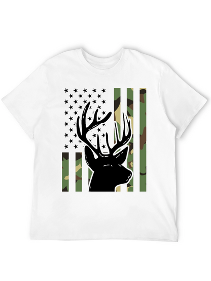 Camo Deer Graphic Tee - Patriotic Style