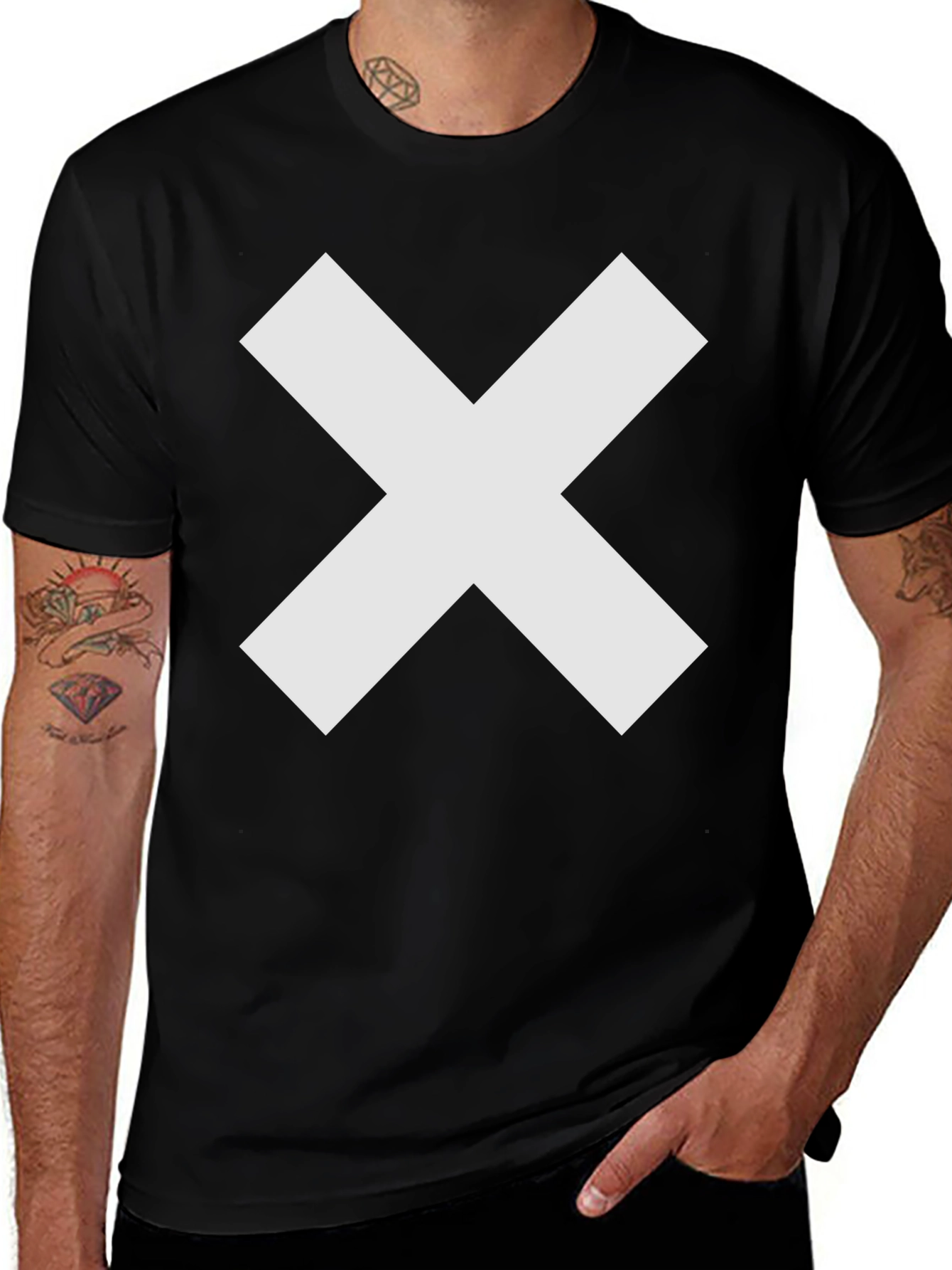 Bold X Graphic Tee - Black Cotton Comfort