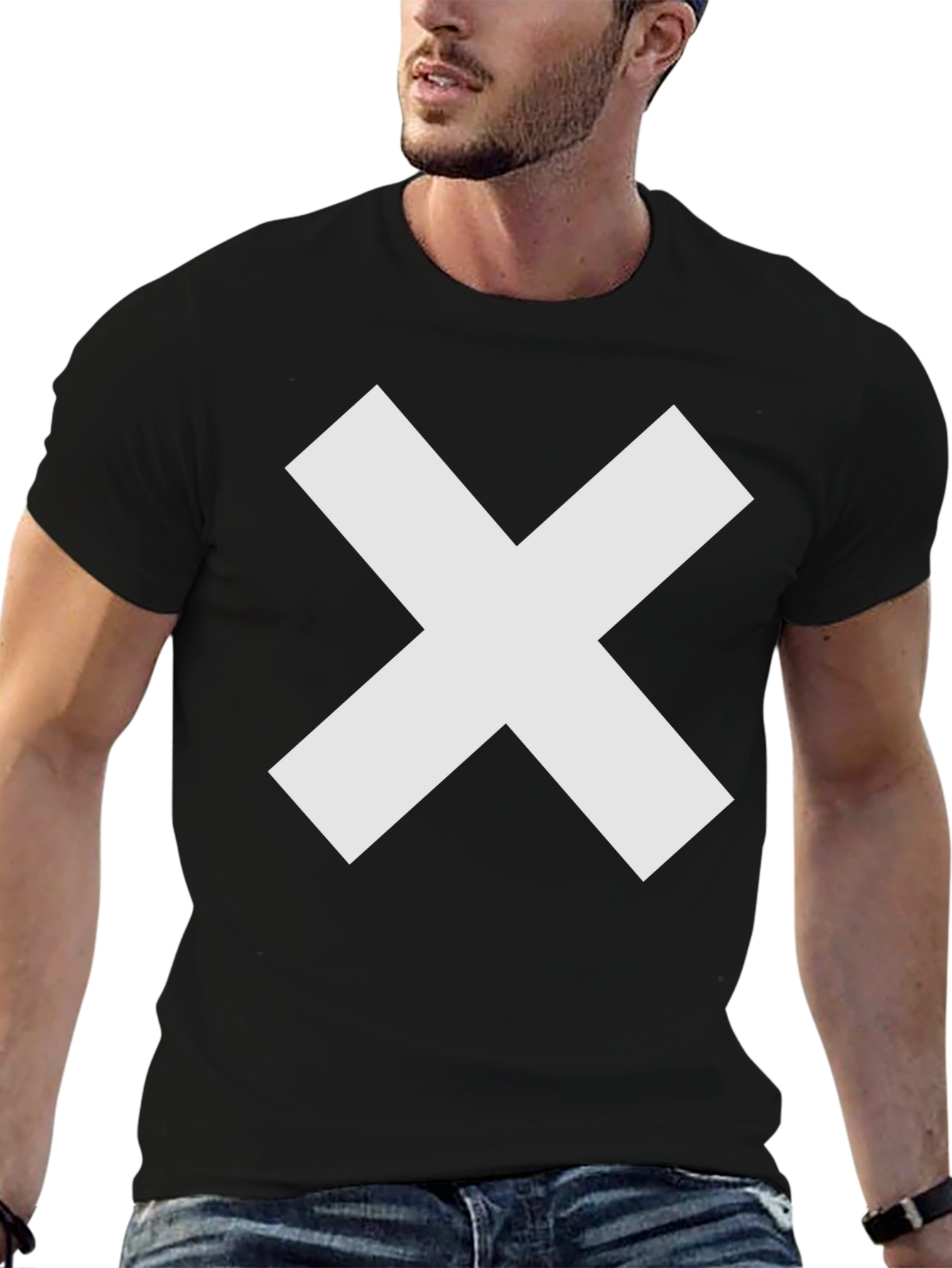 Bold X Graphic Tee - Black Cotton Comfort