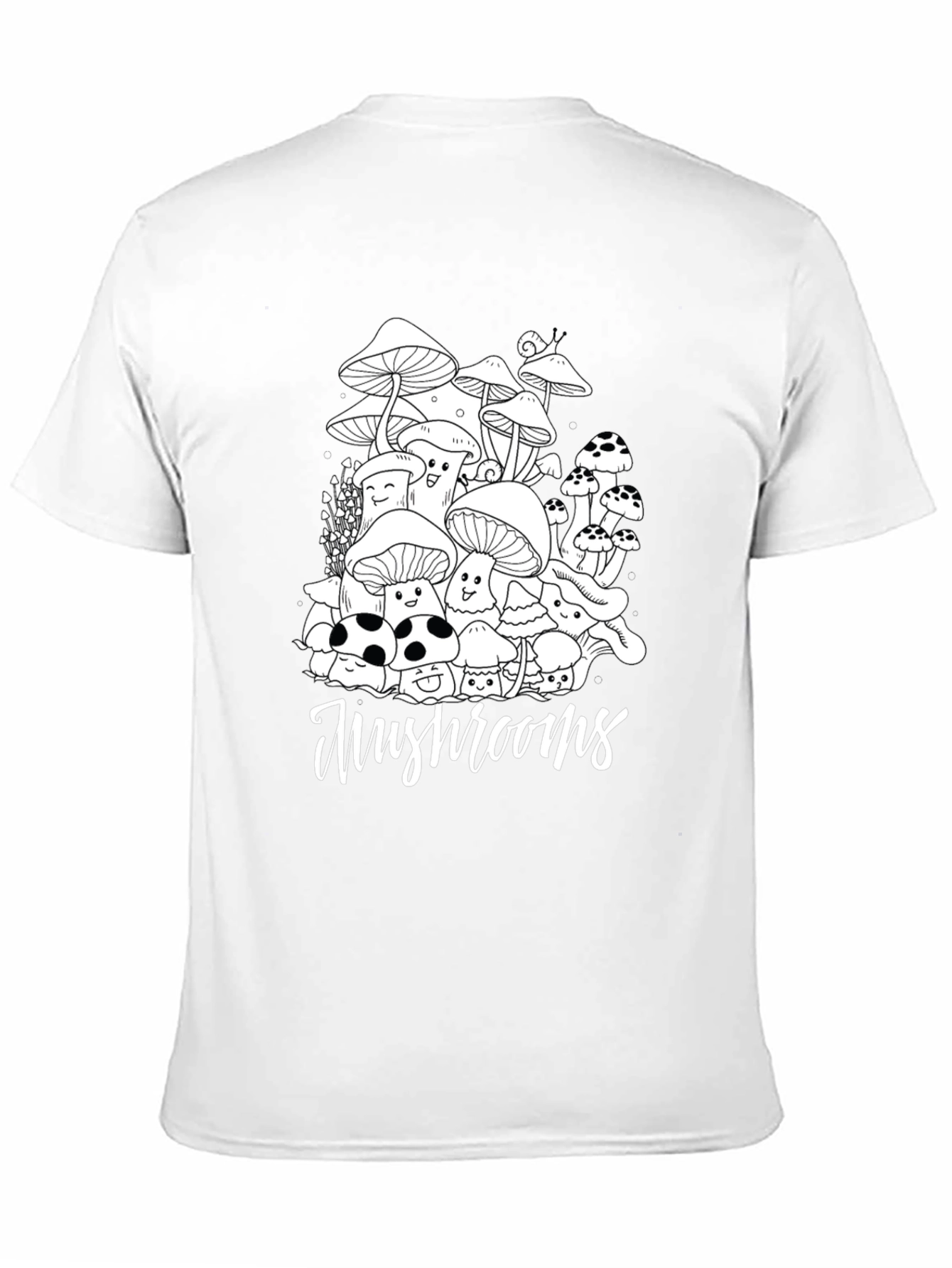 Mushroom Graphic Tee - Black Cotton Casual T-Shirt