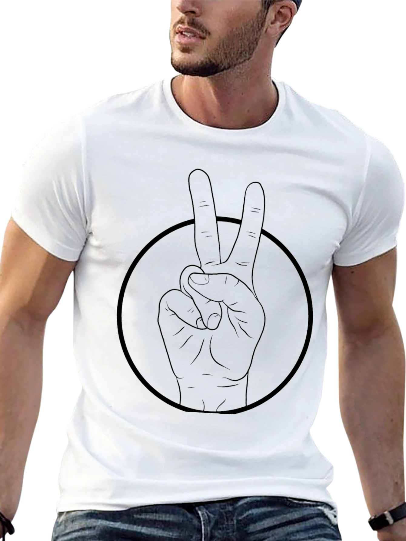 Peace Sign Graphic Black T-Shirt - Unisex