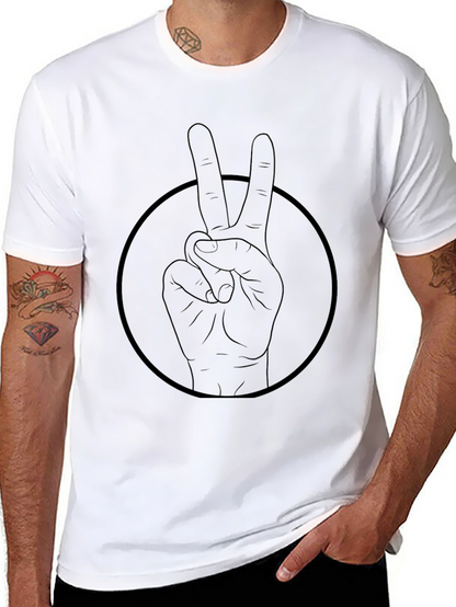 Peace Sign Graphic Black T-Shirt - Unisex