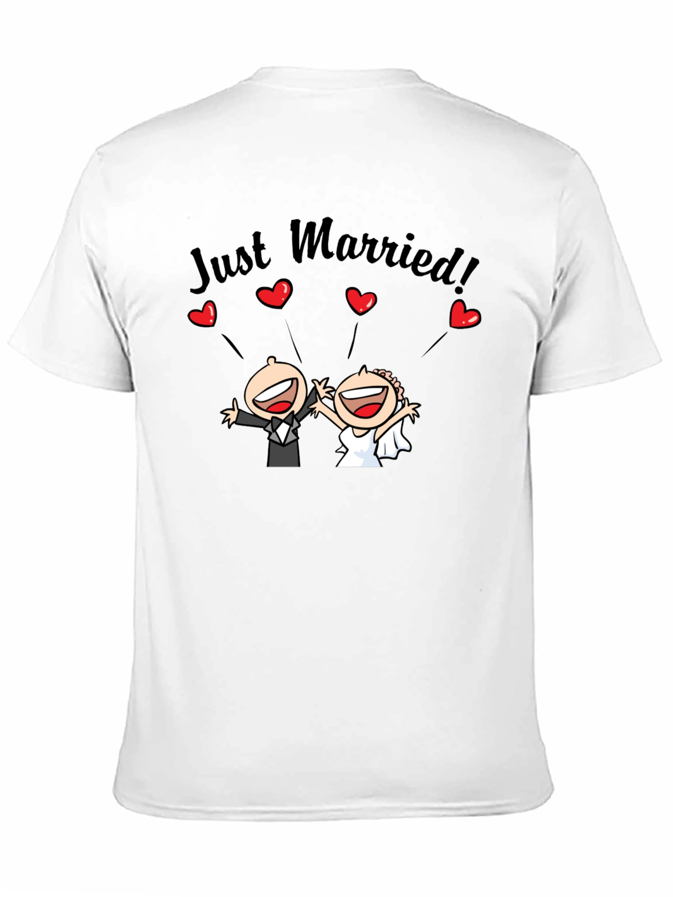 Just Married Couple Cartoon Graphic T-Shirt