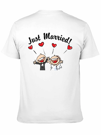 Just Married Couple Cartoon Graphic T-Shirt