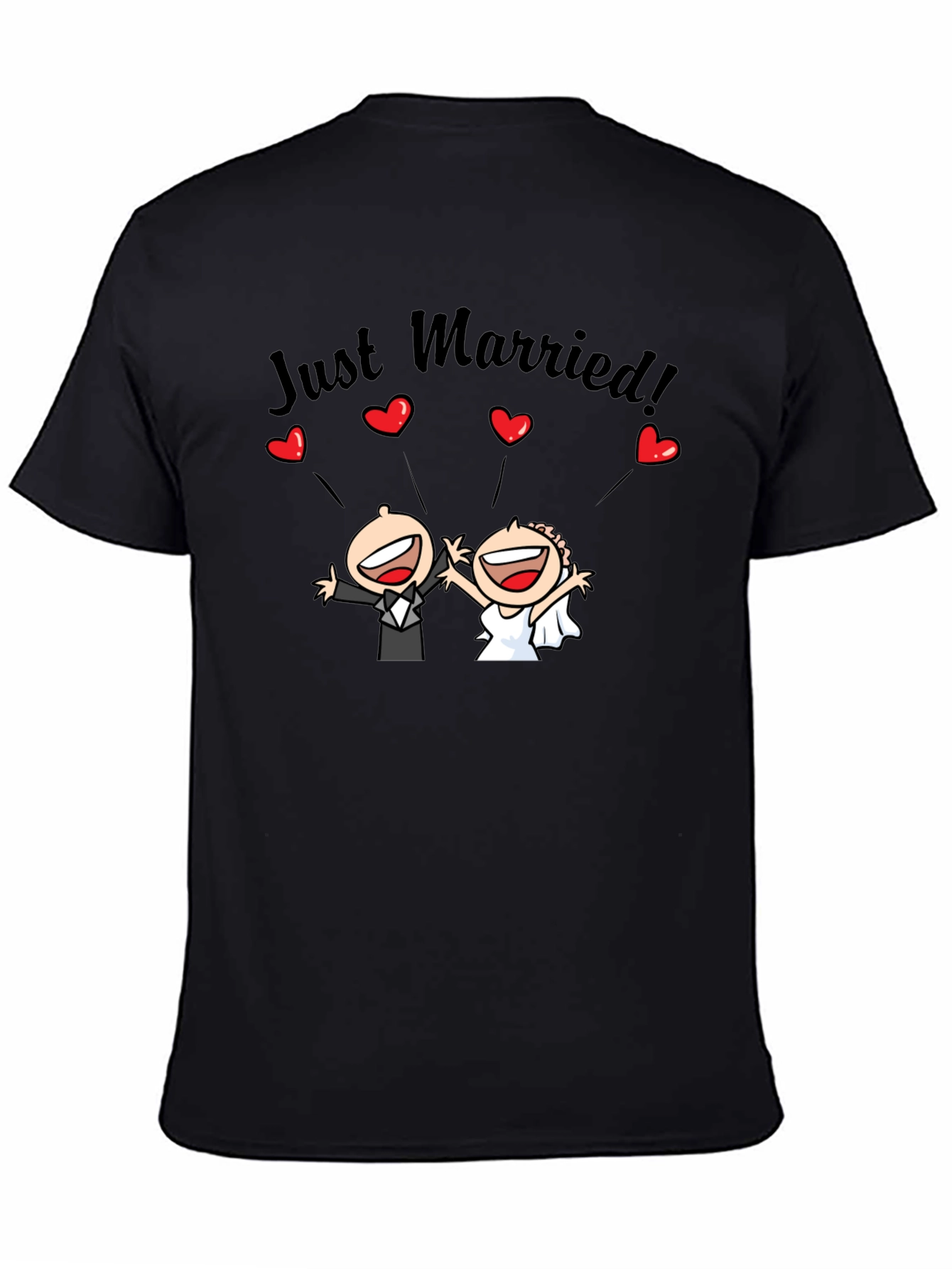 Just Married Couple Cartoon Graphic T-Shirt