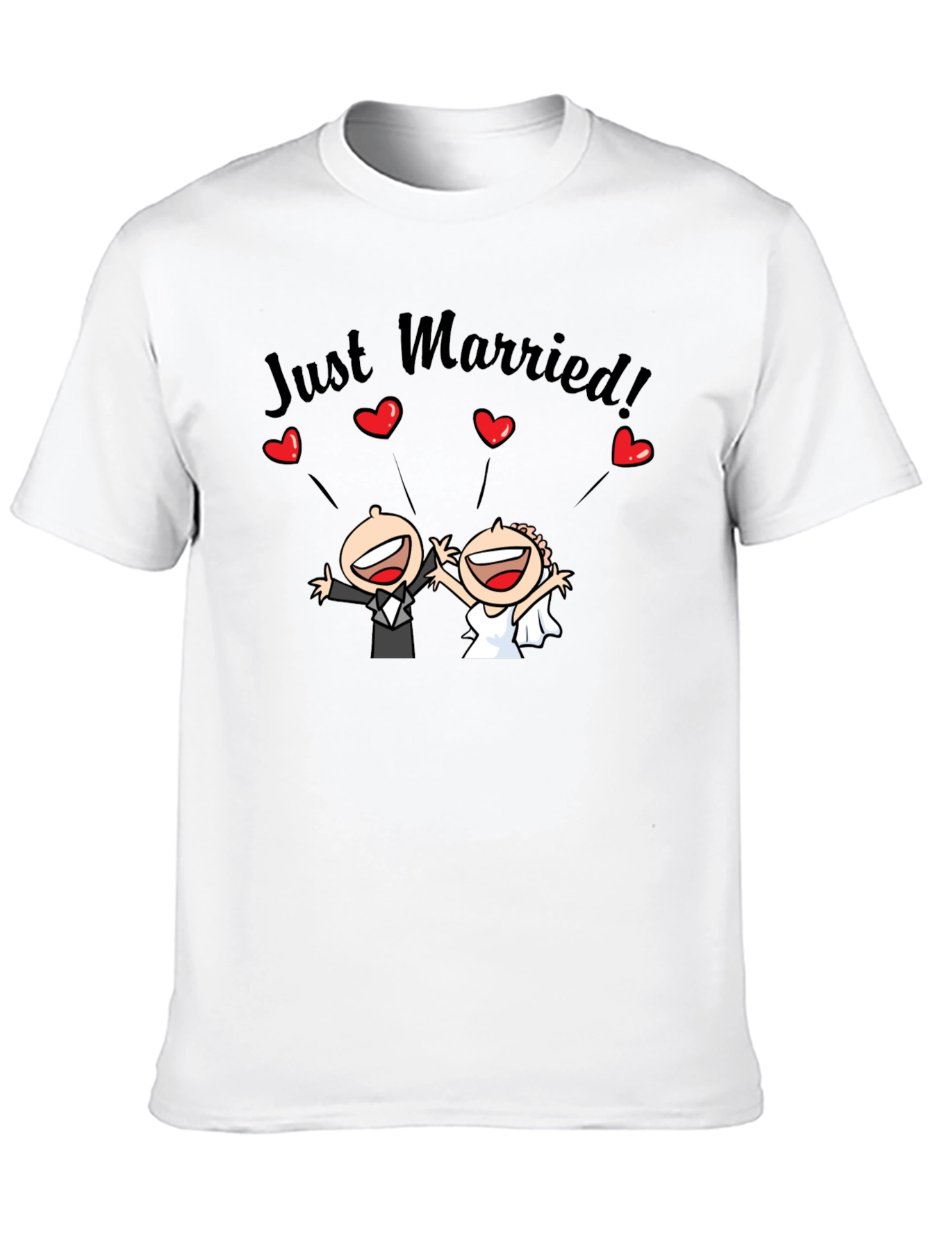 Just Married Couple Cartoon Graphic T-Shirt