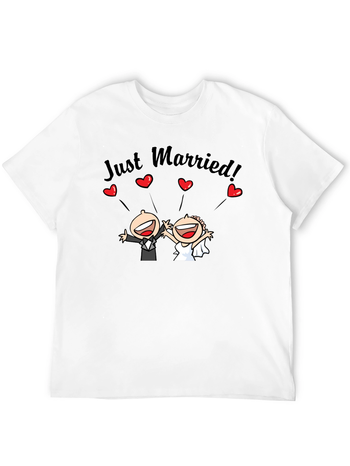 Just Married Couple Cartoon Graphic T-Shirt