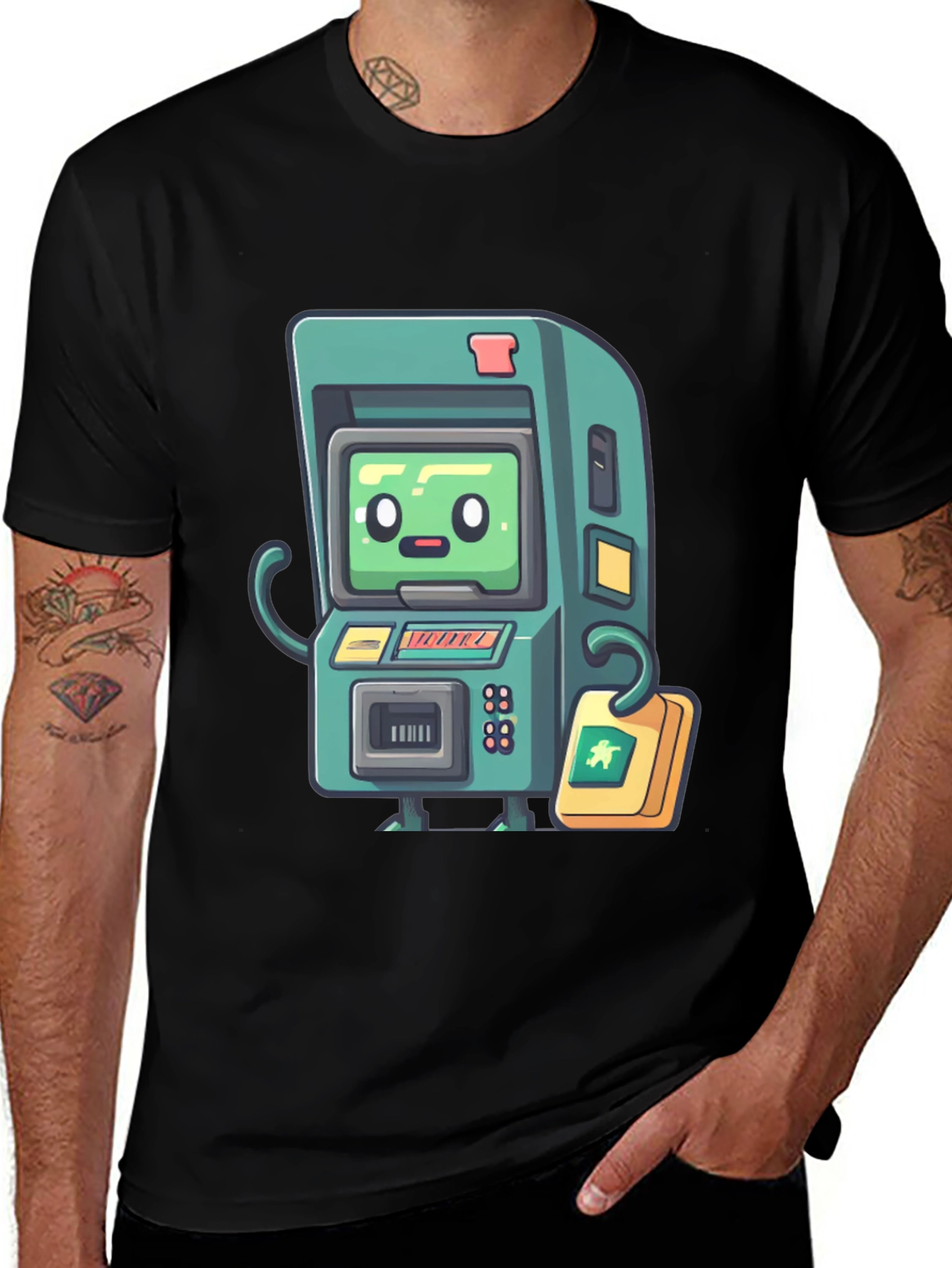 Retro Arcade Game T-Shirt - Black Cotton Tee