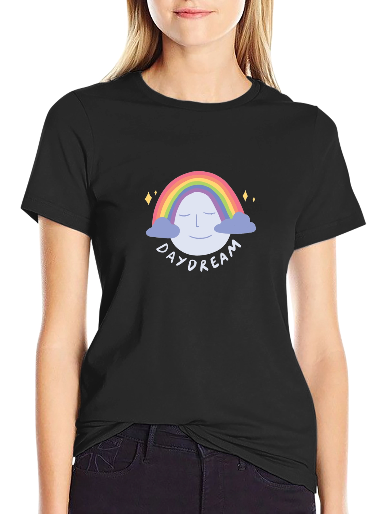 Daydream Rainbow Graphic Tee - Unisex Black T-Shirt