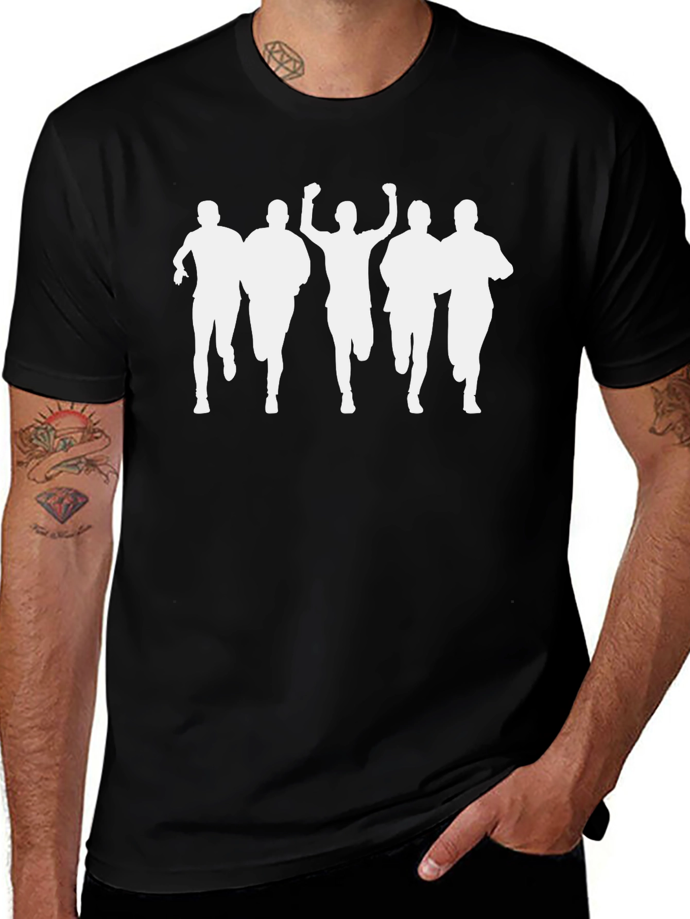 Runner Silhouette Graphic Tee - Black Cotton T-Shirt