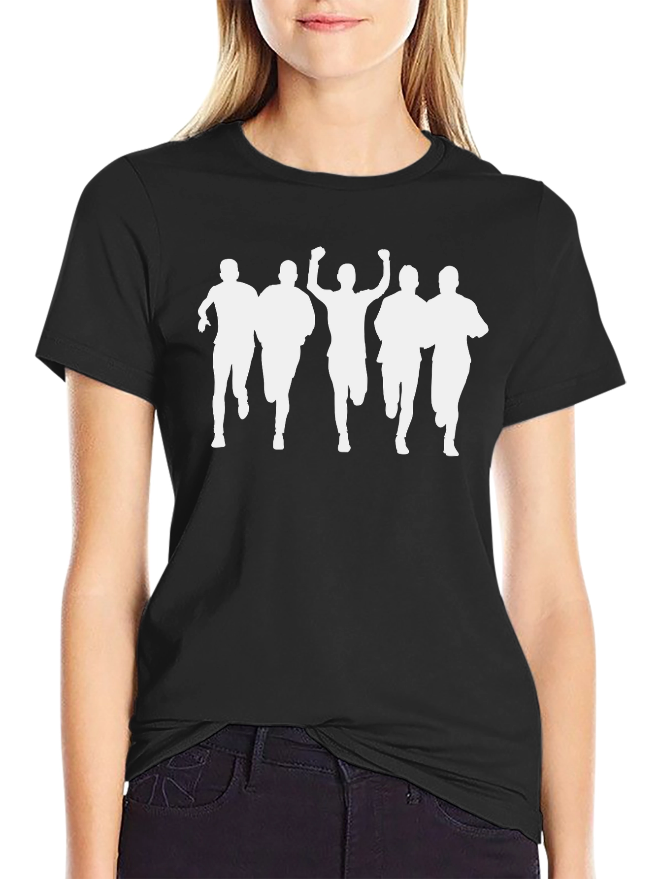 Runner Silhouette Graphic Tee - Black Cotton T-Shirt