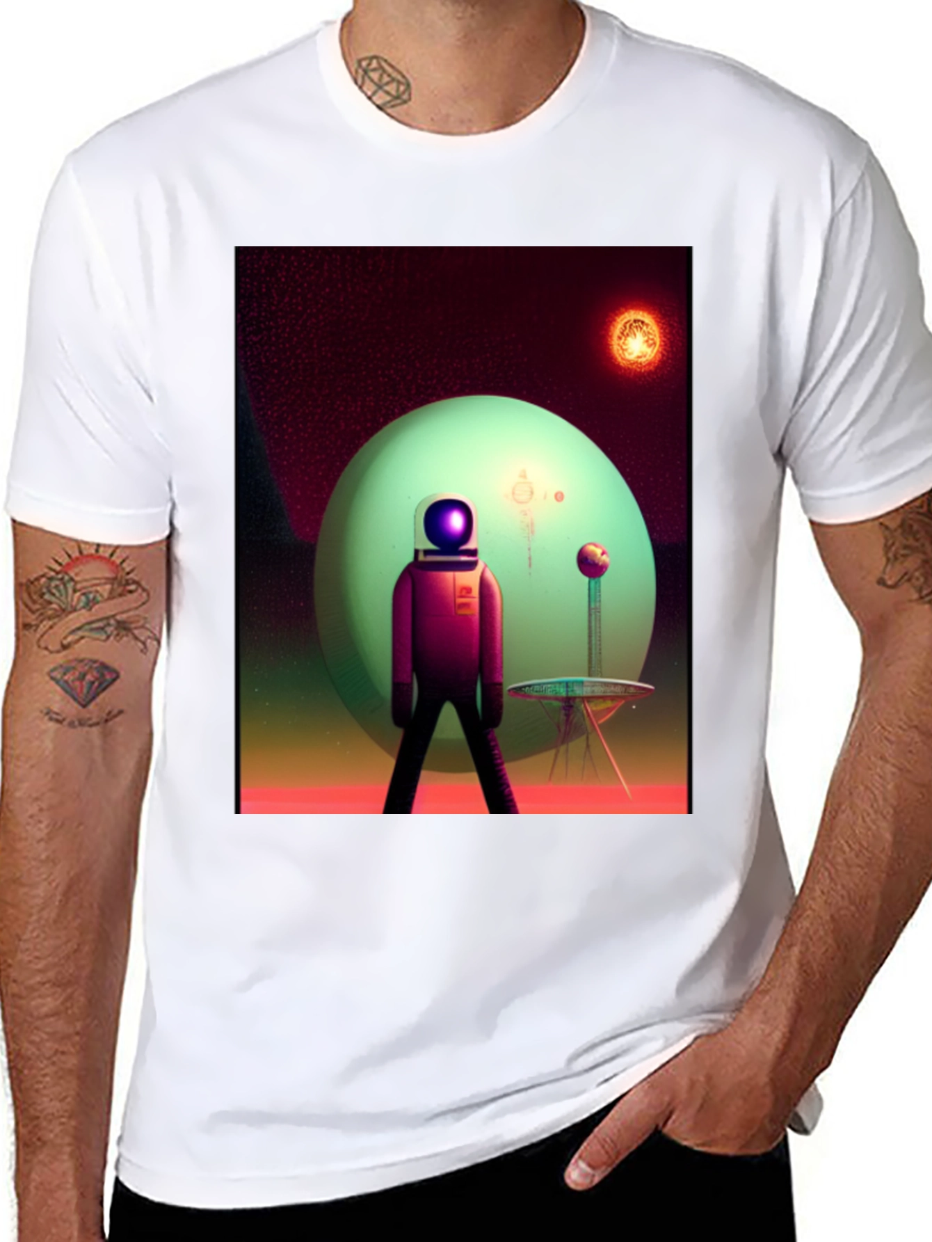 Astronaut on Alien Planet Graphic Tee
