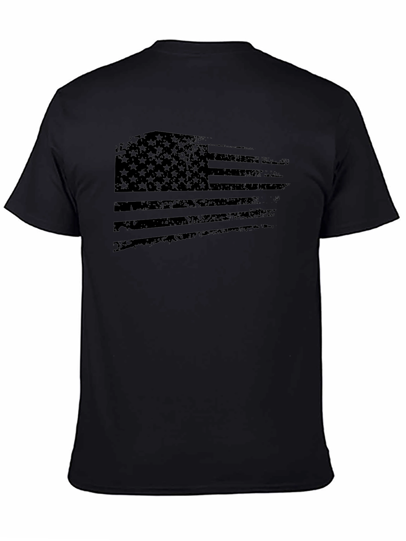 Distressed US Flag Graphic T-Shirt - Black