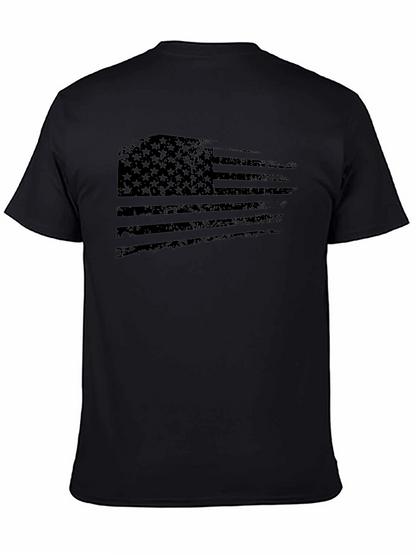 Distressed US Flag Graphic T-Shirt - Black