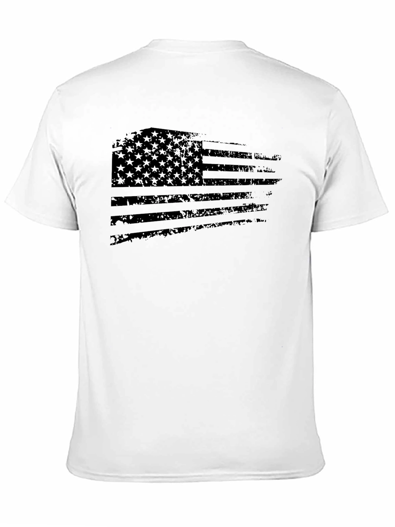 Distressed US Flag Graphic T-Shirt - Black