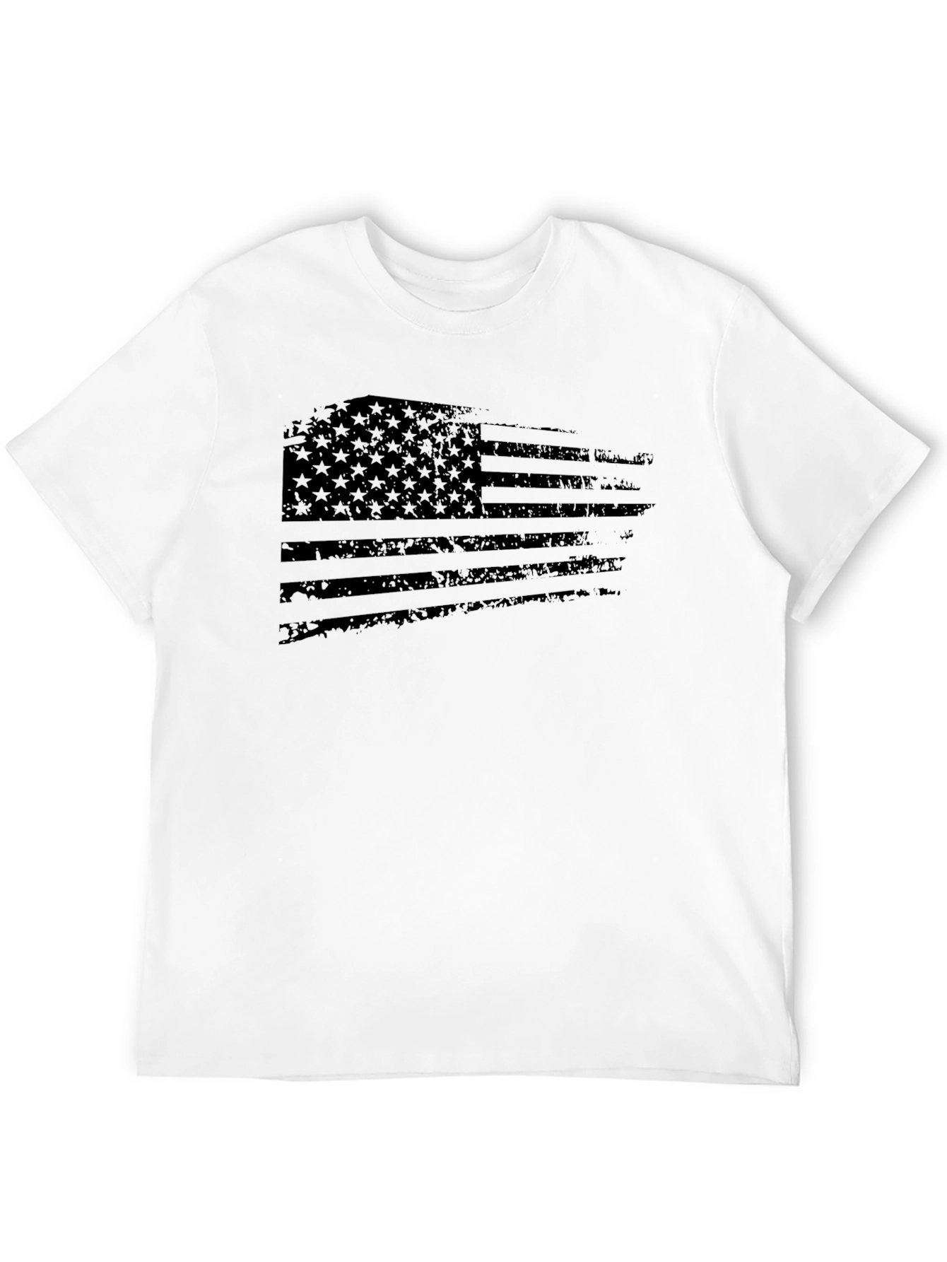 Distressed US Flag Graphic T-Shirt - Black