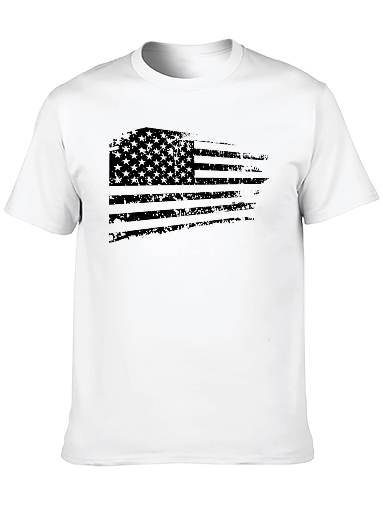 Distressed US Flag Graphic T-Shirt - Black
