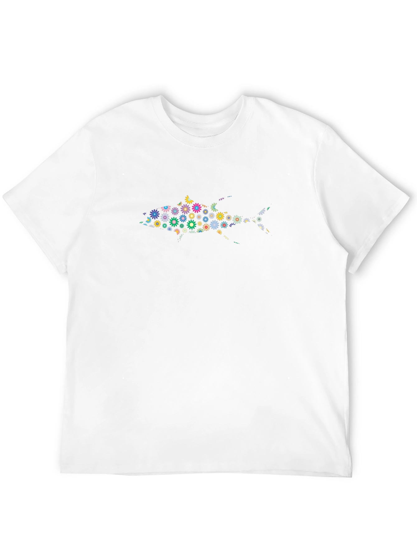 Floral Fish Graphic Black T-Shirt