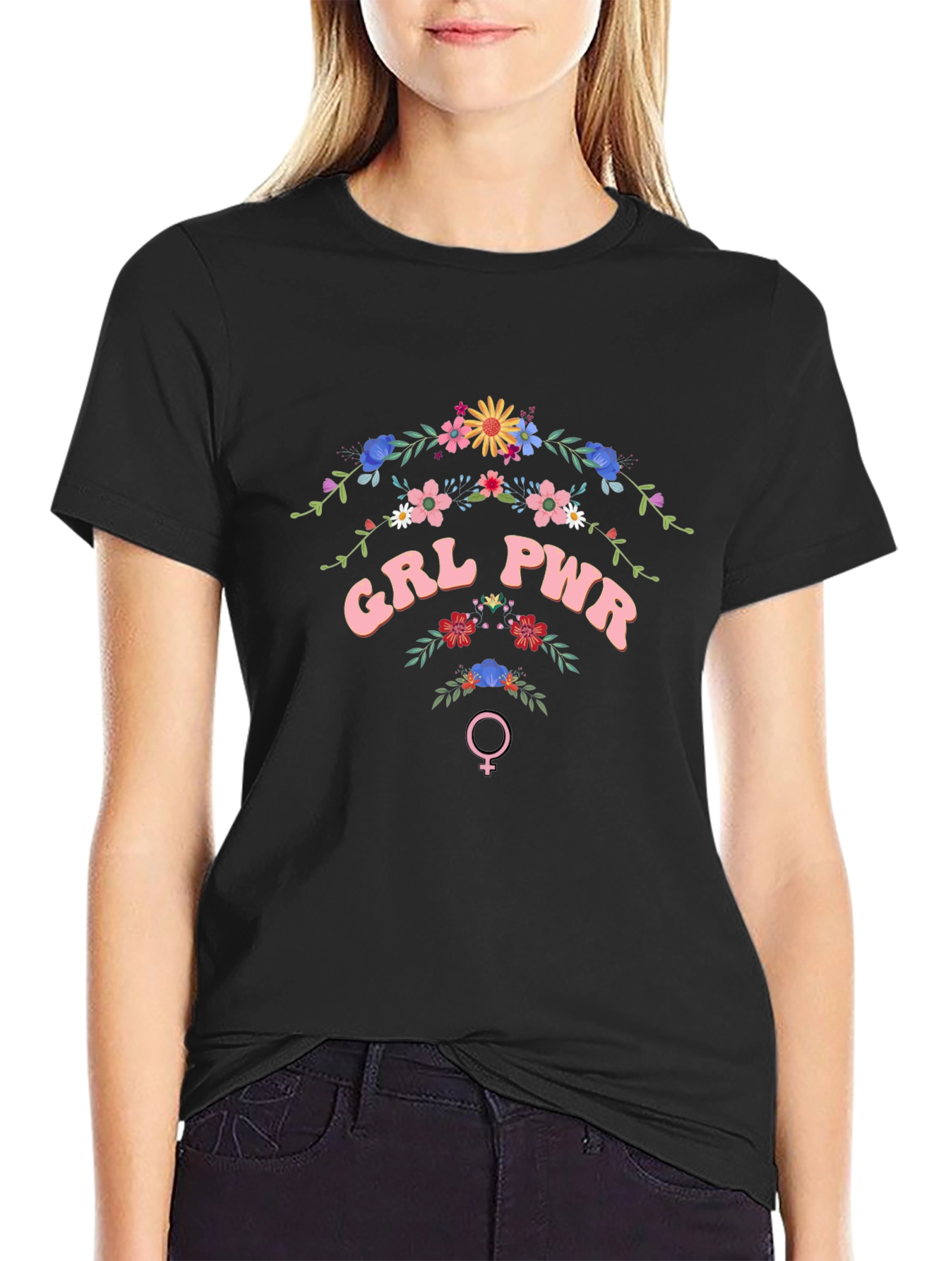 GRL PWR Floral T-Shirt - Empowering Womens Fashion