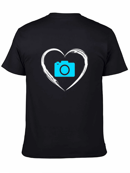 Camera Heart Graphic T-Shirt - Black