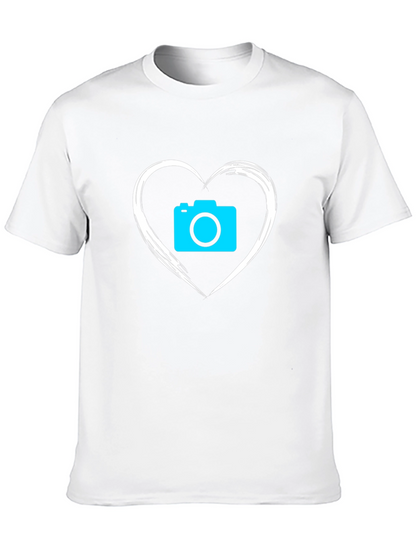 Camera Heart Graphic T-Shirt - Black