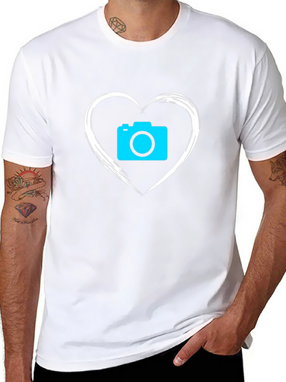 Camera Heart Graphic T-Shirt - Black