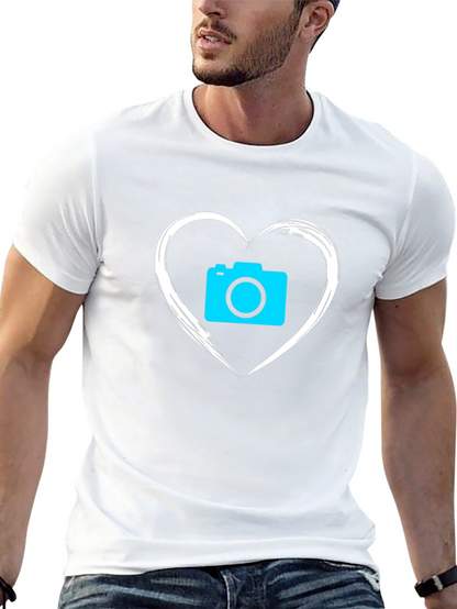 Camera Heart Graphic T-Shirt - Black