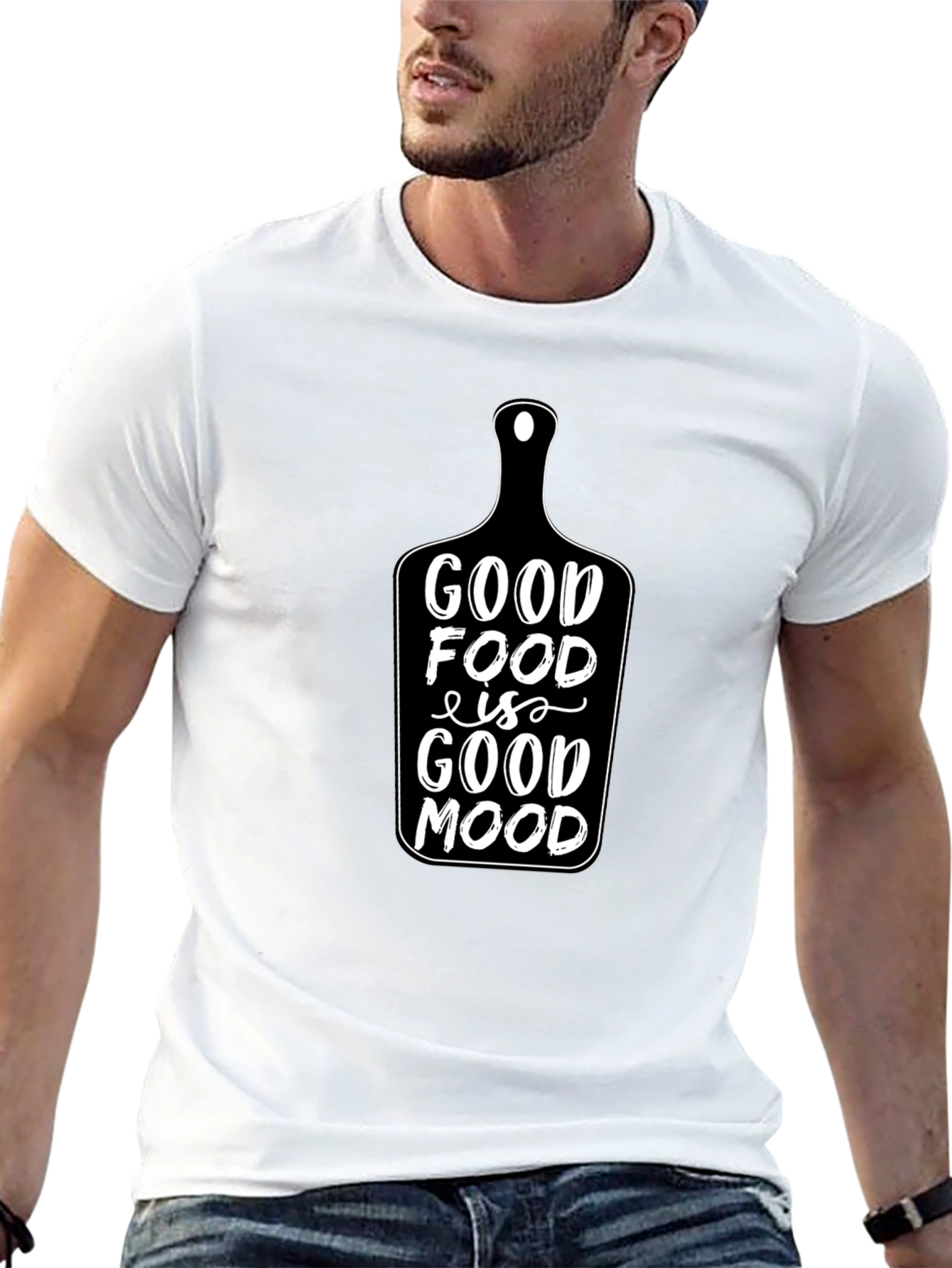 Good Food is Good Mood Black Graphic T-Shirt