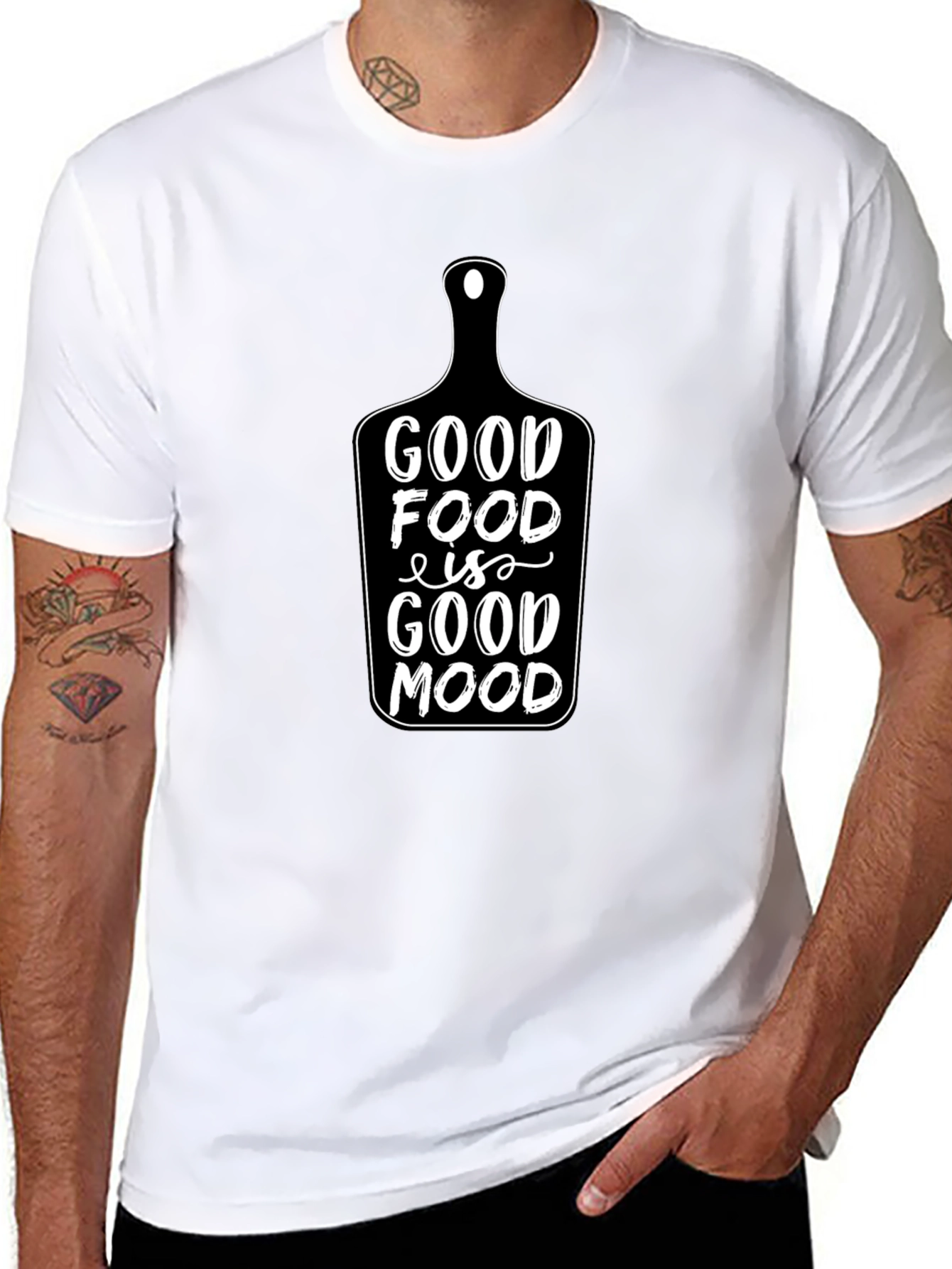 Good Food is Good Mood Black Graphic T-Shirt