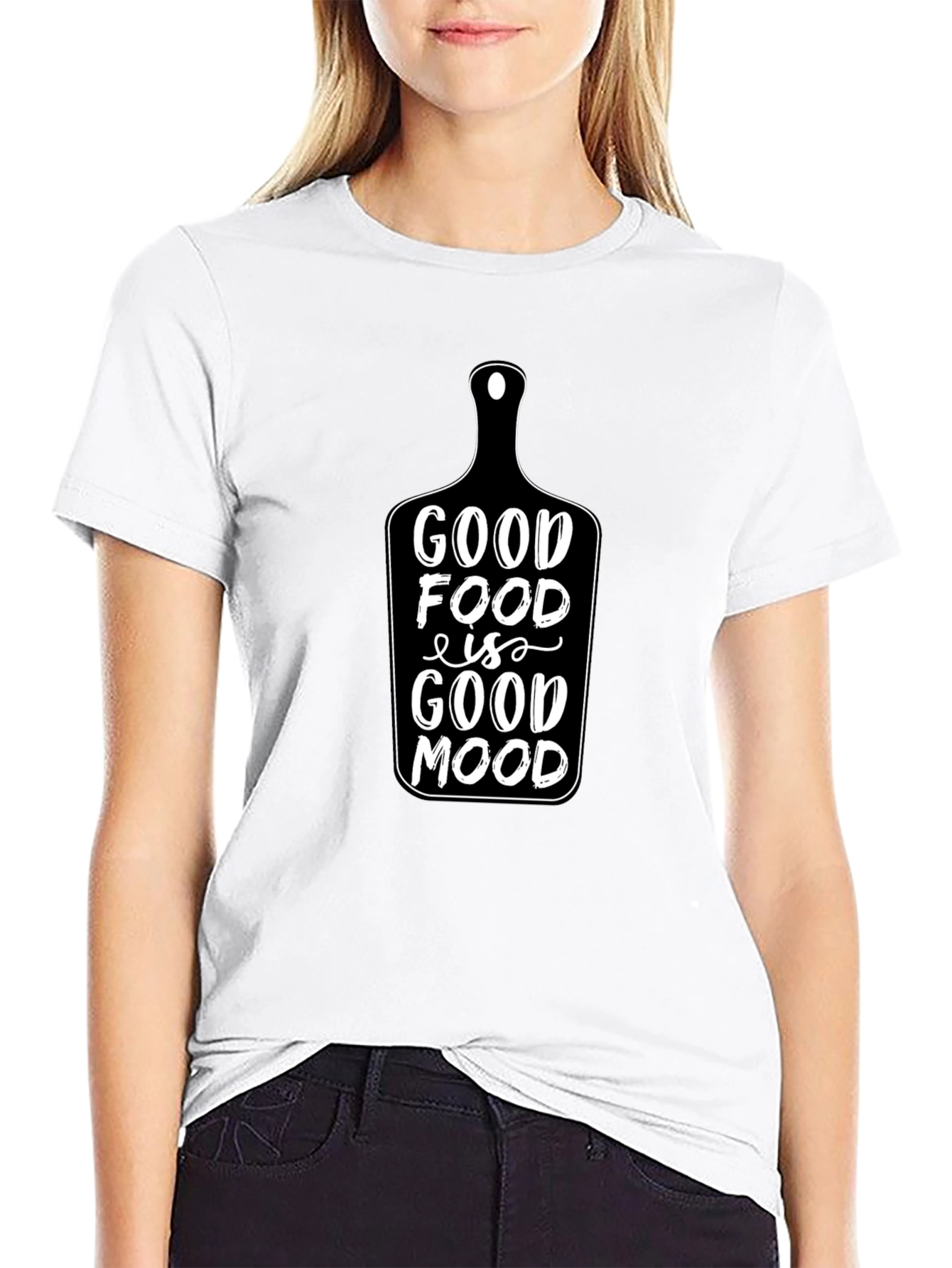 Good Food is Good Mood Black Graphic T-Shirt