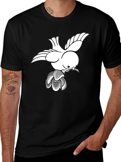 Dove & Blossom Graphic Tee - Classic Black Cotton