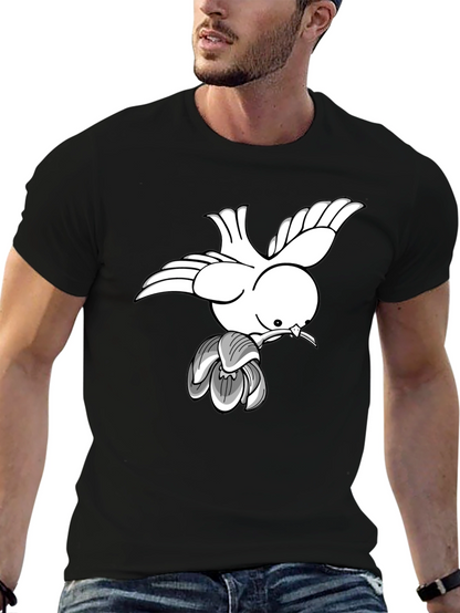 Dove & Blossom Graphic Tee - Classic Black Cotton