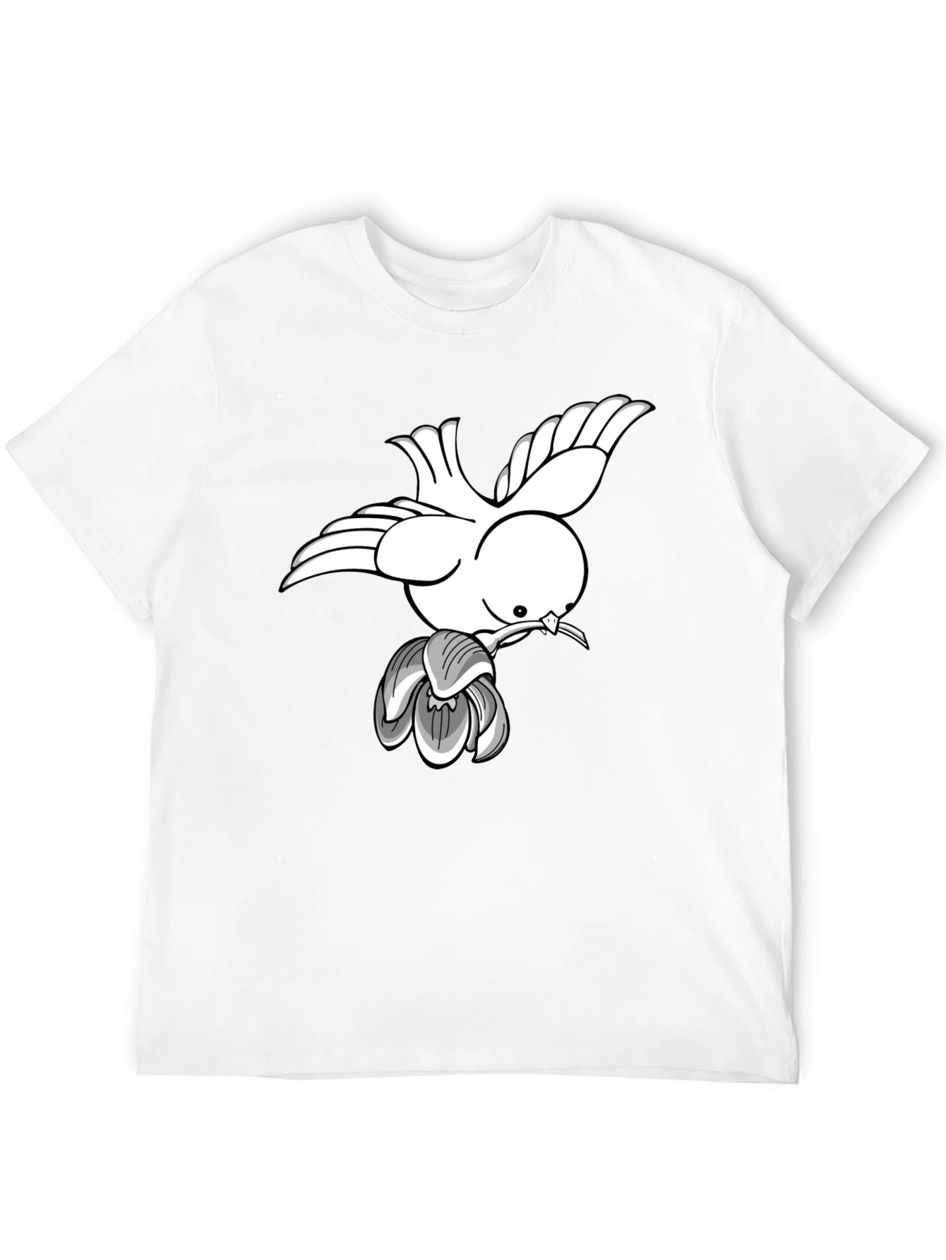 Dove & Blossom Graphic Tee - Classic Black Cotton