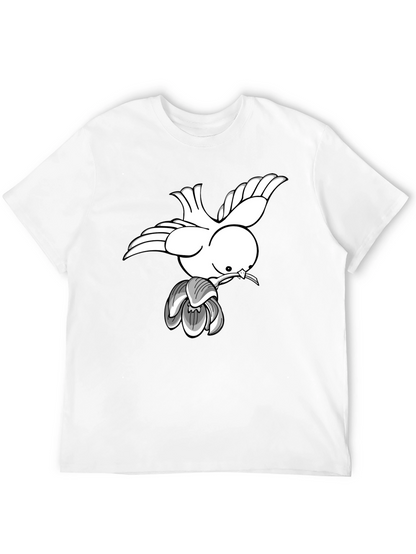 Dove & Blossom Graphic Tee - Classic Black Cotton