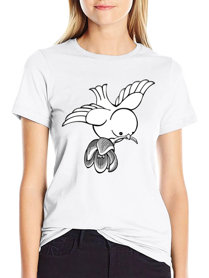 Dove & Blossom Graphic Tee - Classic Black Cotton