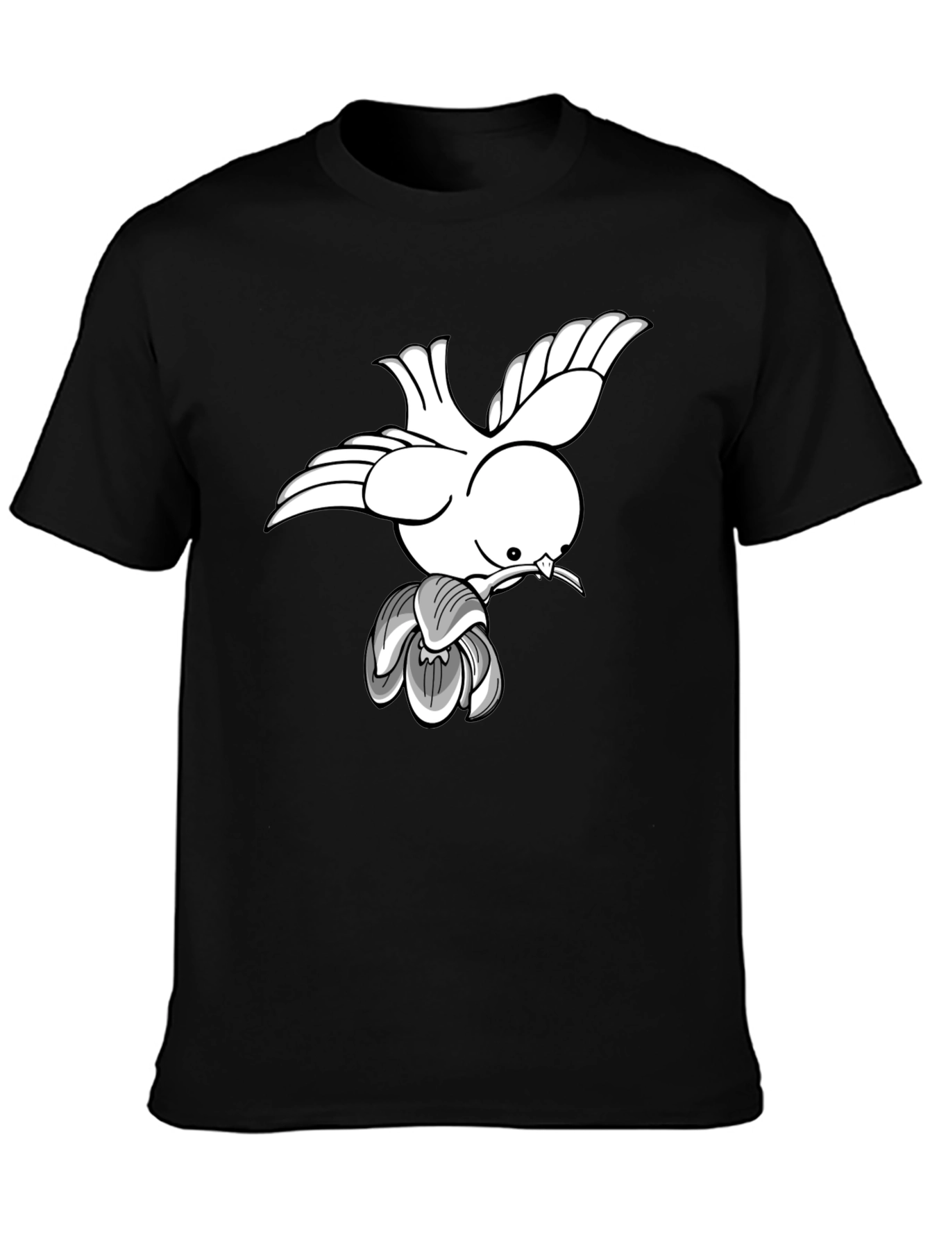 Dove & Blossom Graphic Tee - Classic Black Cotton