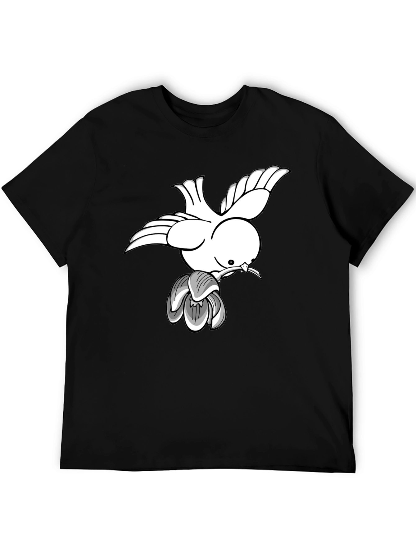 Dove & Blossom Graphic Tee - Classic Black Cotton