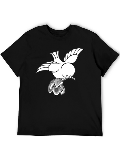 Dove & Blossom Graphic Tee - Classic Black Cotton